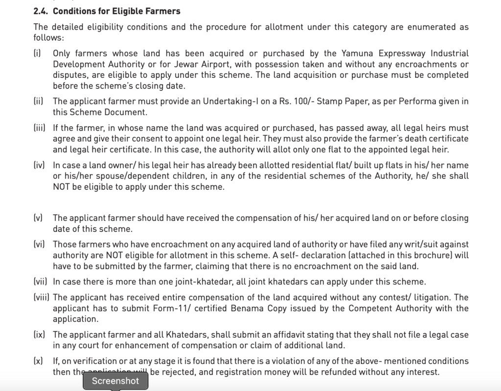 YEIDA Eligibility for Farmers