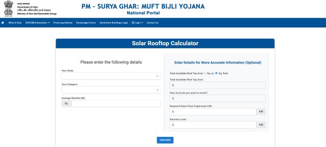 Solar Rooftop Calculator