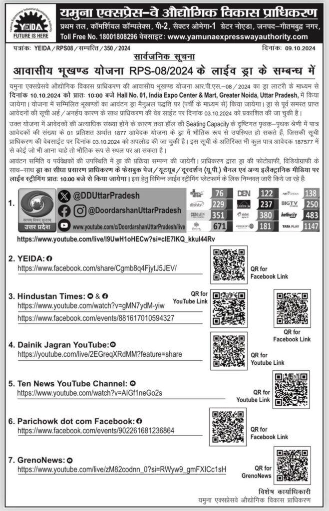 YEIDA Plot Scheme 2024 Draw List