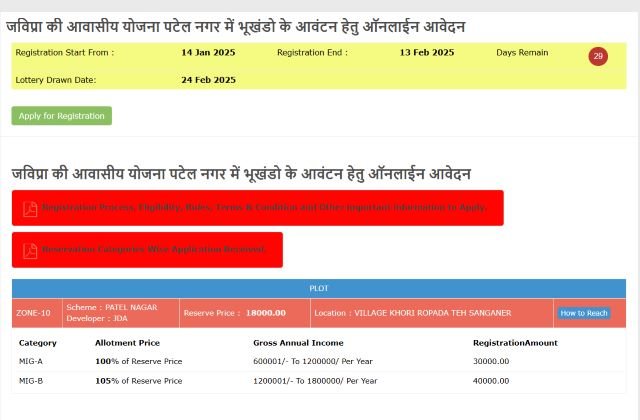 Patel Nagar JDA Scheme Portal