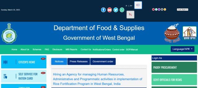 West Bengal Ration Card Portal